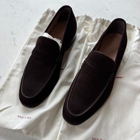 Men's Salvatore Ferragamo Brown Suede Driver Loafers – Size 9.5EE – NEW - Picture 1 of 5